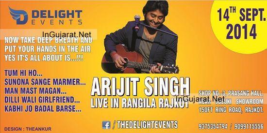 Arijit Singh in Rajkot Gujarat - Famous Bollywood Singer Arijit Singh Live in Concert in Rajkot on 14th September 2014