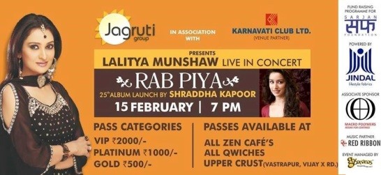 Shraddha Kapoor  RAB PIYA with Lalitya Munshaw Live in Concert Ahmedabad 2015